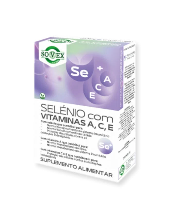SELÉNIO COM VITAMINAS A, C E E – 60 CÁPSULAS – SOVEX